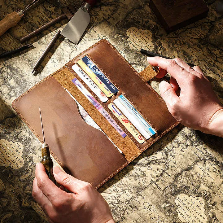 محفظة بطاقات ائتمان عالية الجودة من جلد البقر . High Quality Cowhide Credit Card Wallet, Durable Genuine Leather Wallet, Essential Functional Coin Travel