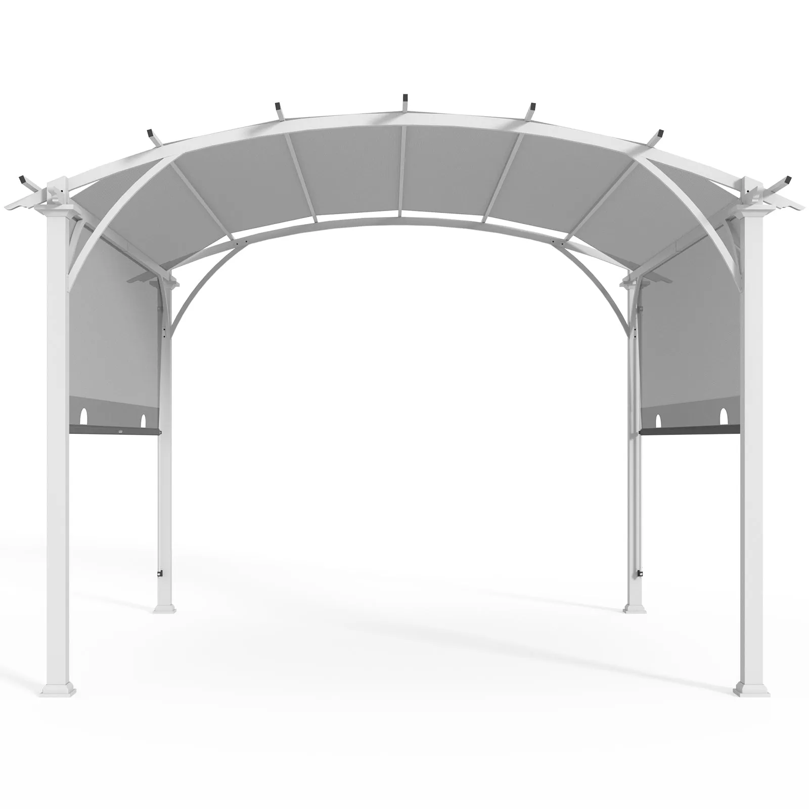 11.4x11.4 Outdoor Pergola with Retractable Textilene Sun Shade Top
