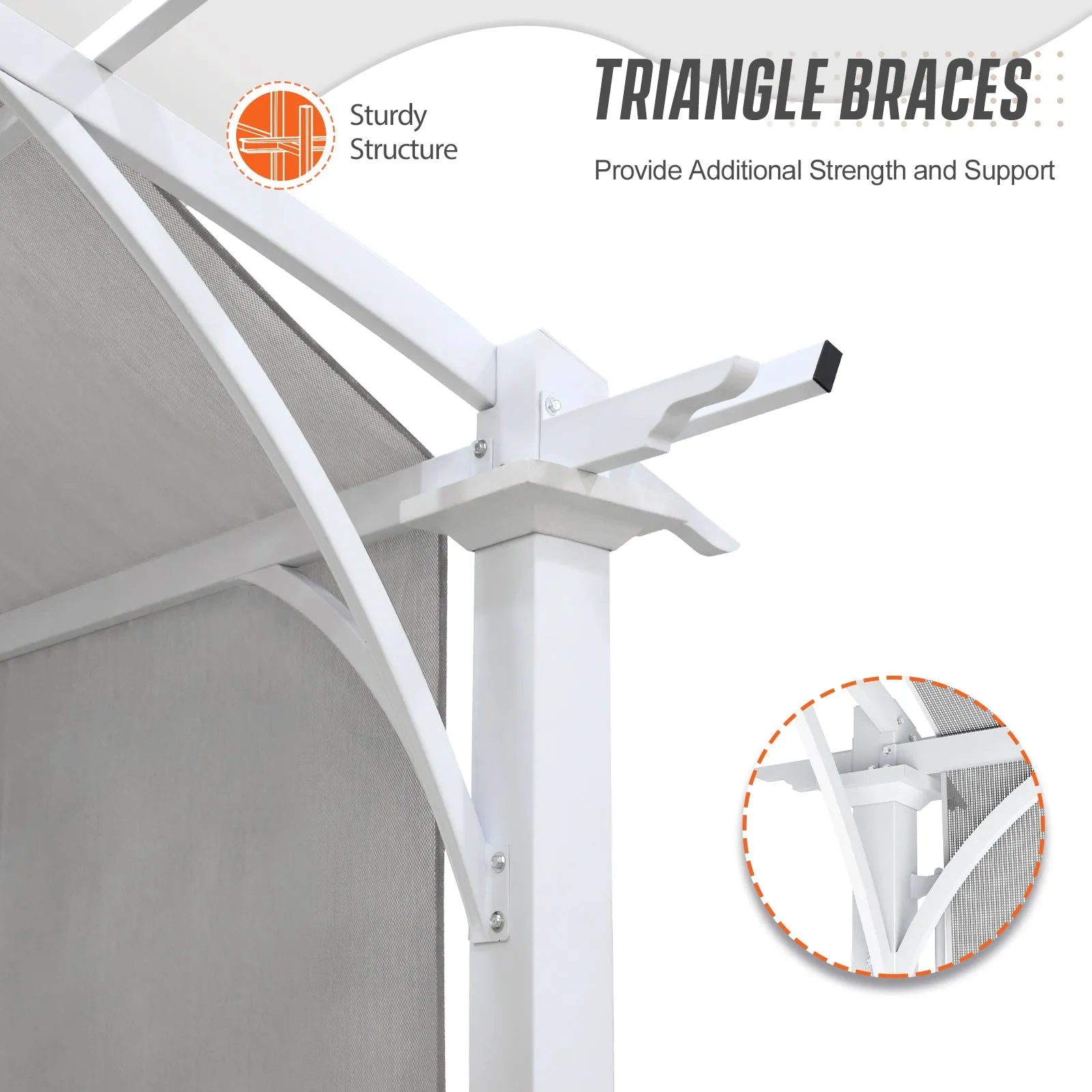 11.4x11.4 Outdoor Pergola with Retractable Textilene Sun Shade Top