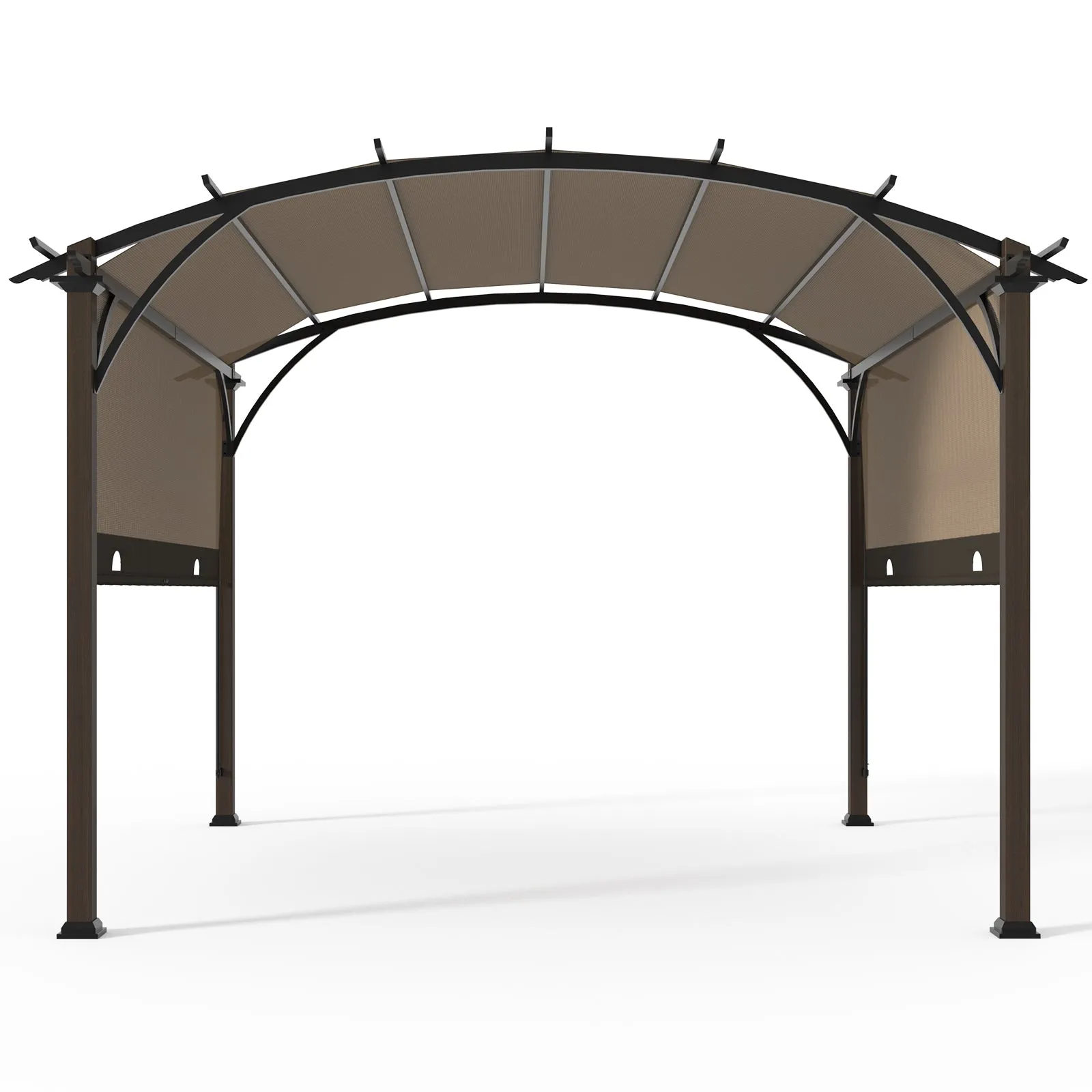 11.4x11.4 Outdoor Pergola with Retractable Textilene Sun Shade Top