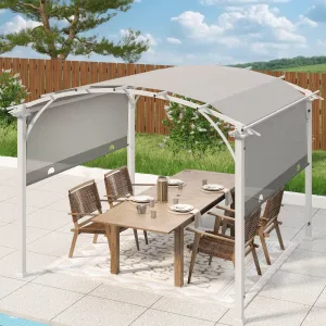 11.4x11.4 Outdoor Pergola with Retractable Textilene Sun Shade Top