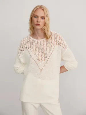 2024 Autumn New Style Loose Version Hollow-out Design Solid Color Long-sleeved Stylish Sweater