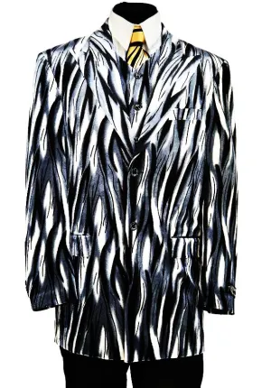 Abstract Flames 3pc  Zoot Suit Set - Grey
