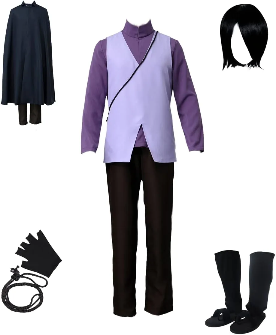 Anime Cosplay Dark Blue Cloak Purple Costume Men's clothing Parts Halloween Suit