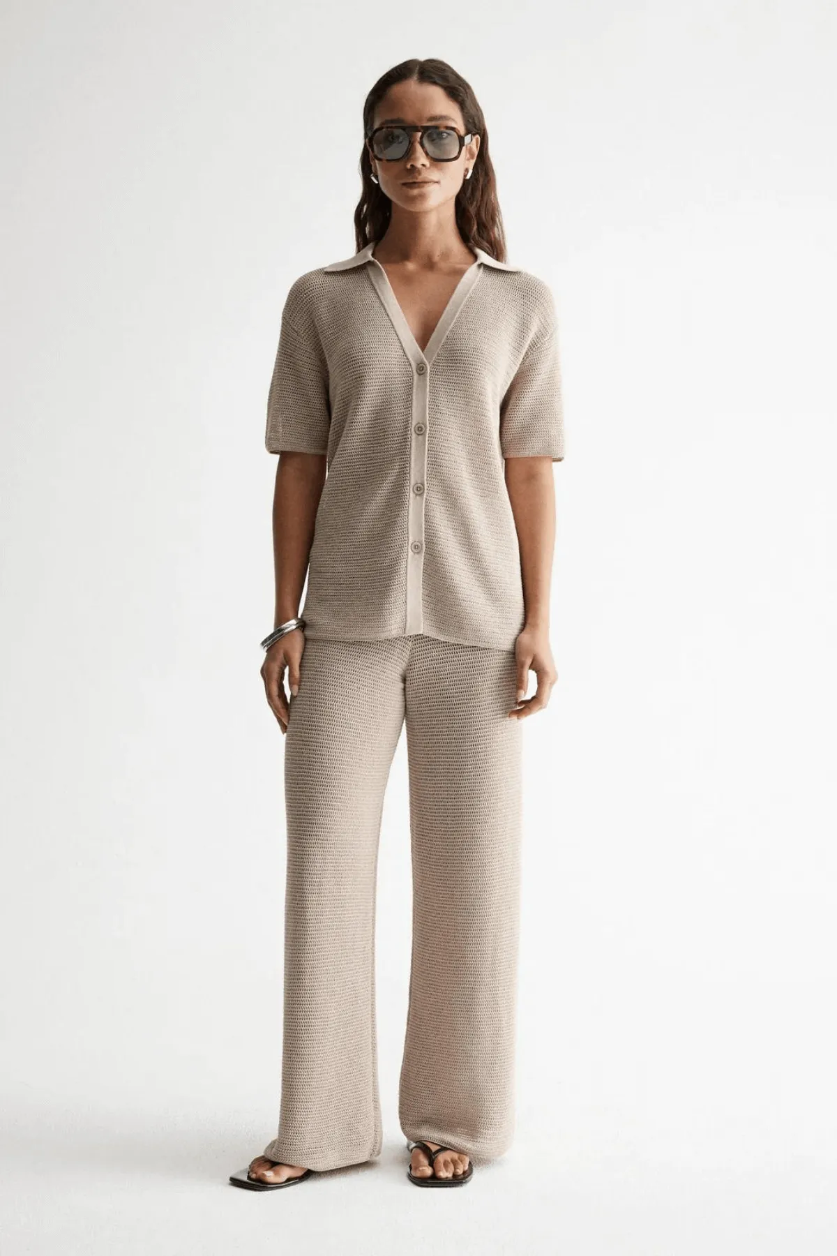 ASPEN CROCHET SHIRT TAUPE