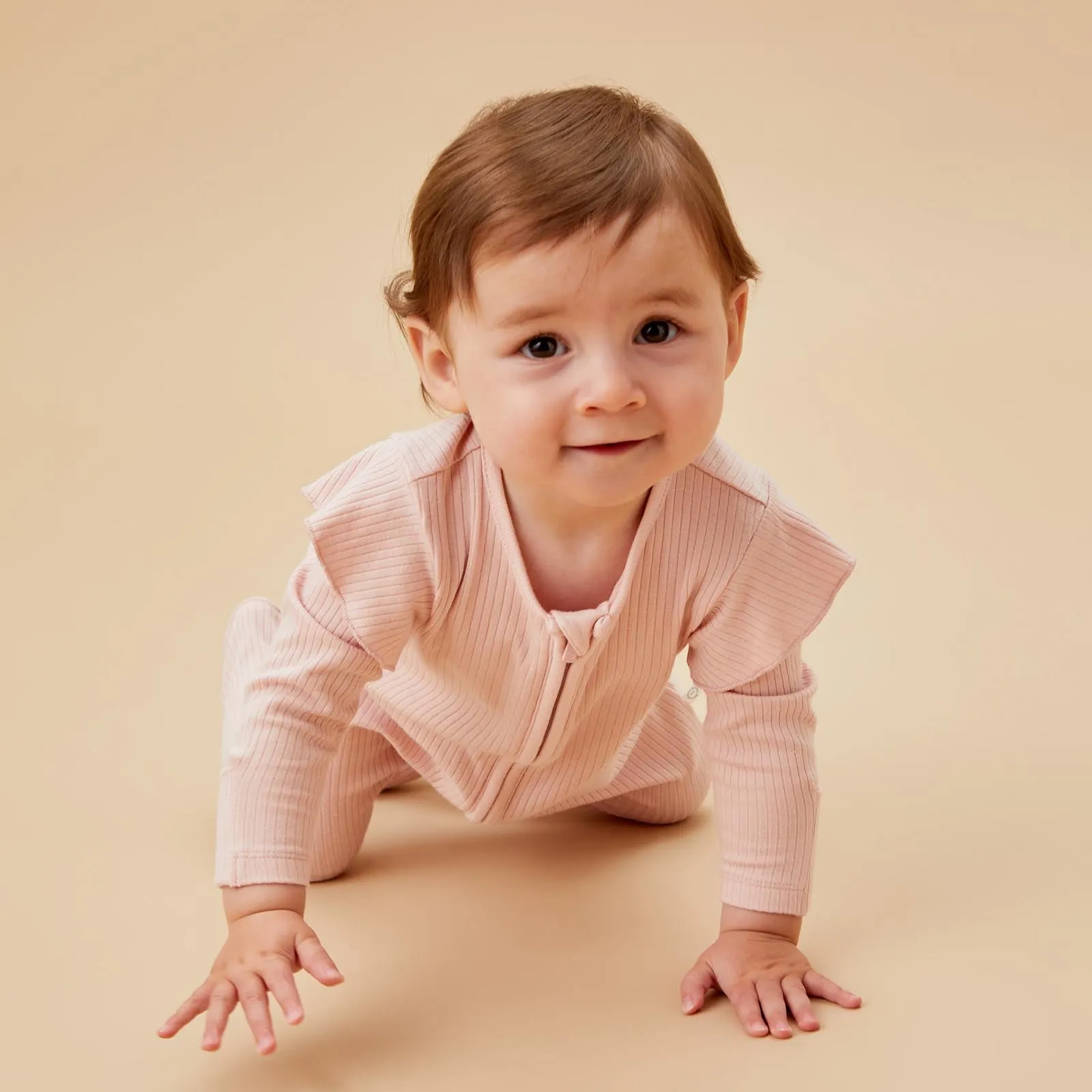 Bear Print & Frilled Ribbed Clever Zip Sleepsuit 2 Pack