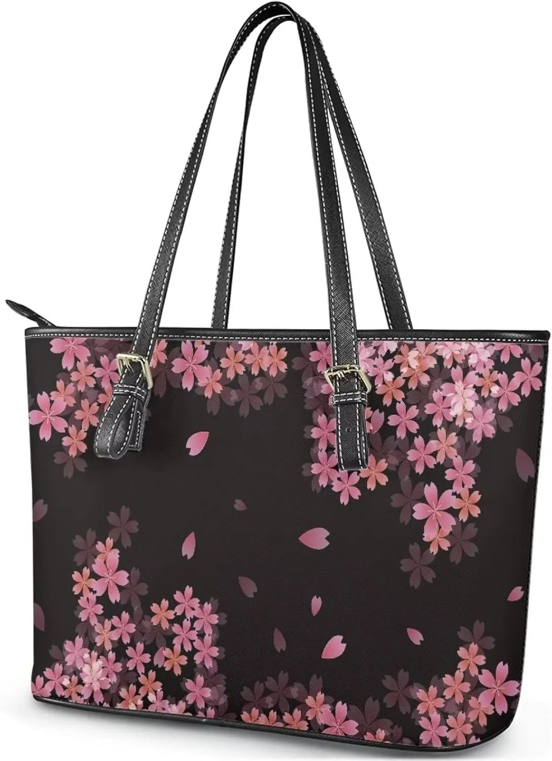 Big Leather Shoulder Purse for Women Casual Zippered Top Handle Tote Bags Everyday Handbag