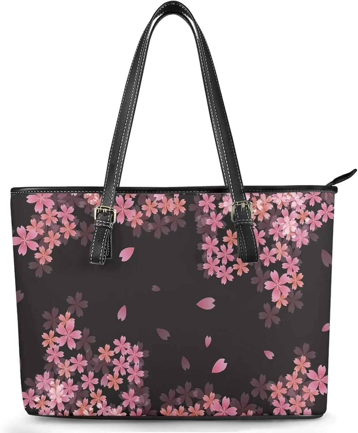 Big Leather Shoulder Purse for Women Casual Zippered Top Handle Tote Bags Everyday Handbag