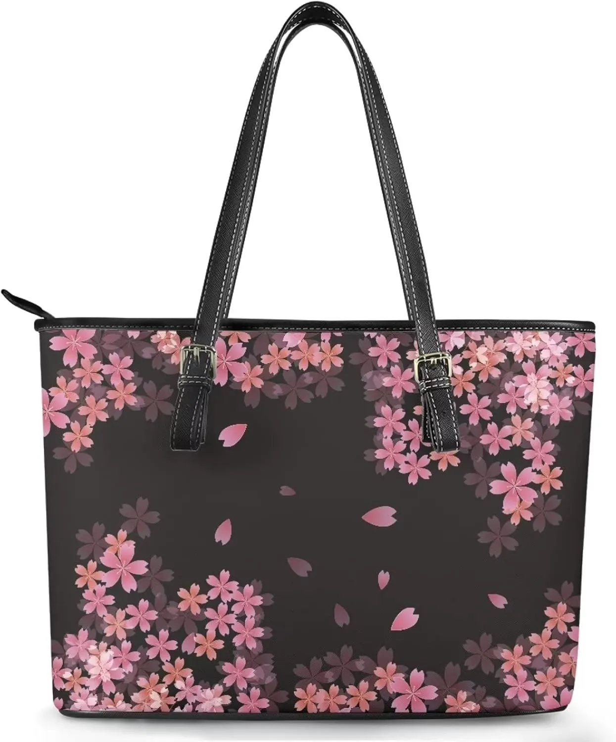 Big Leather Shoulder Purse for Women Casual Zippered Top Handle Tote Bags Everyday Handbag