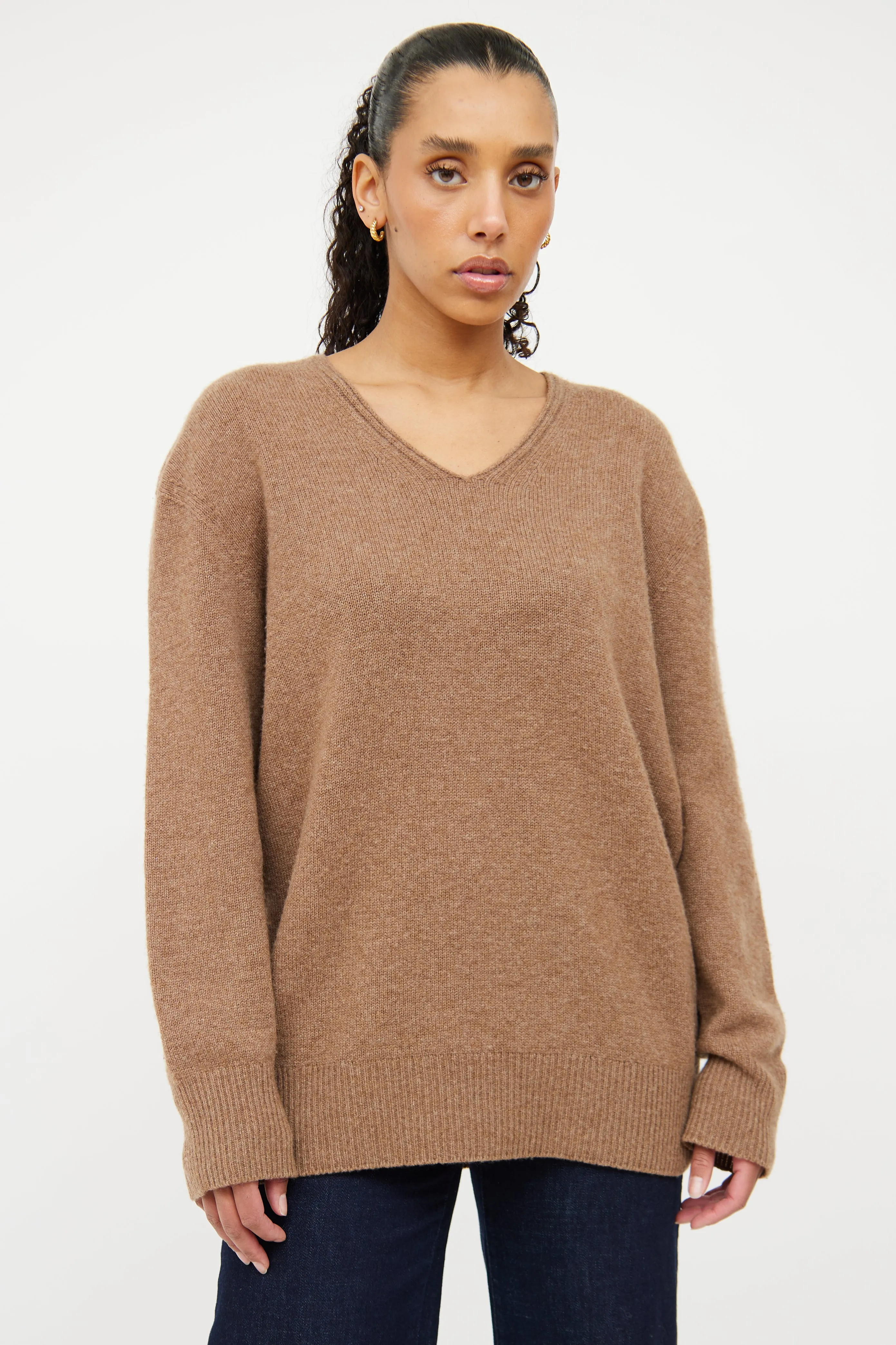 Brown Knit Long Sleeve Sweater