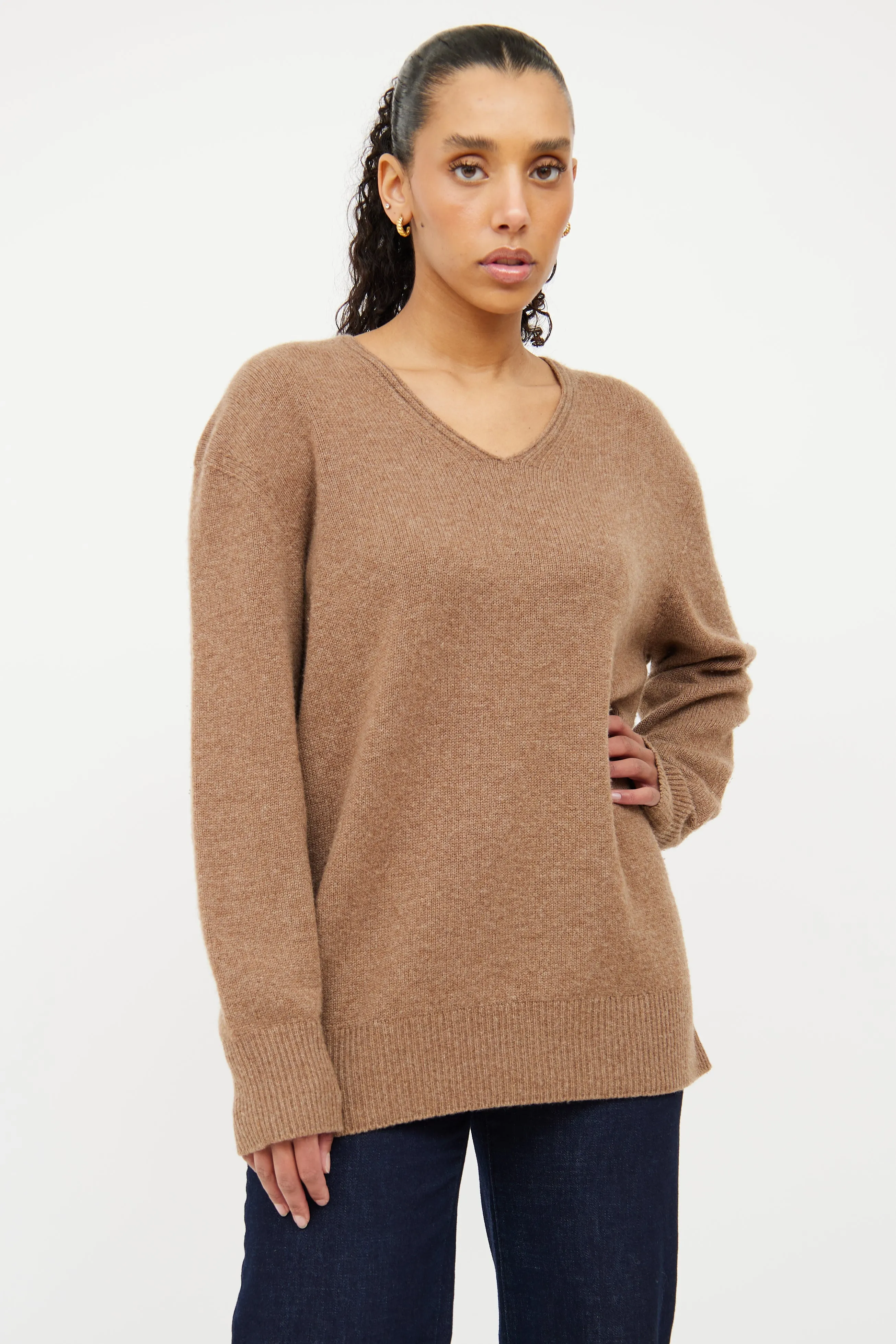 Brown Knit Long Sleeve Sweater