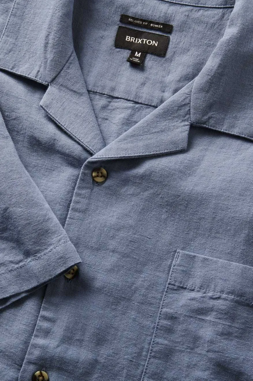 BUNKER LINEN BLEND S/S SHIRT FLINT STONE BLUE