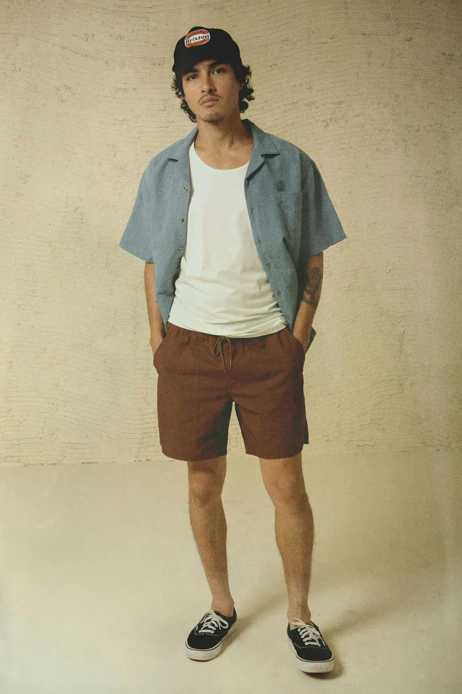BUNKER LINEN BLEND S/S SHIRT FLINT STONE BLUE