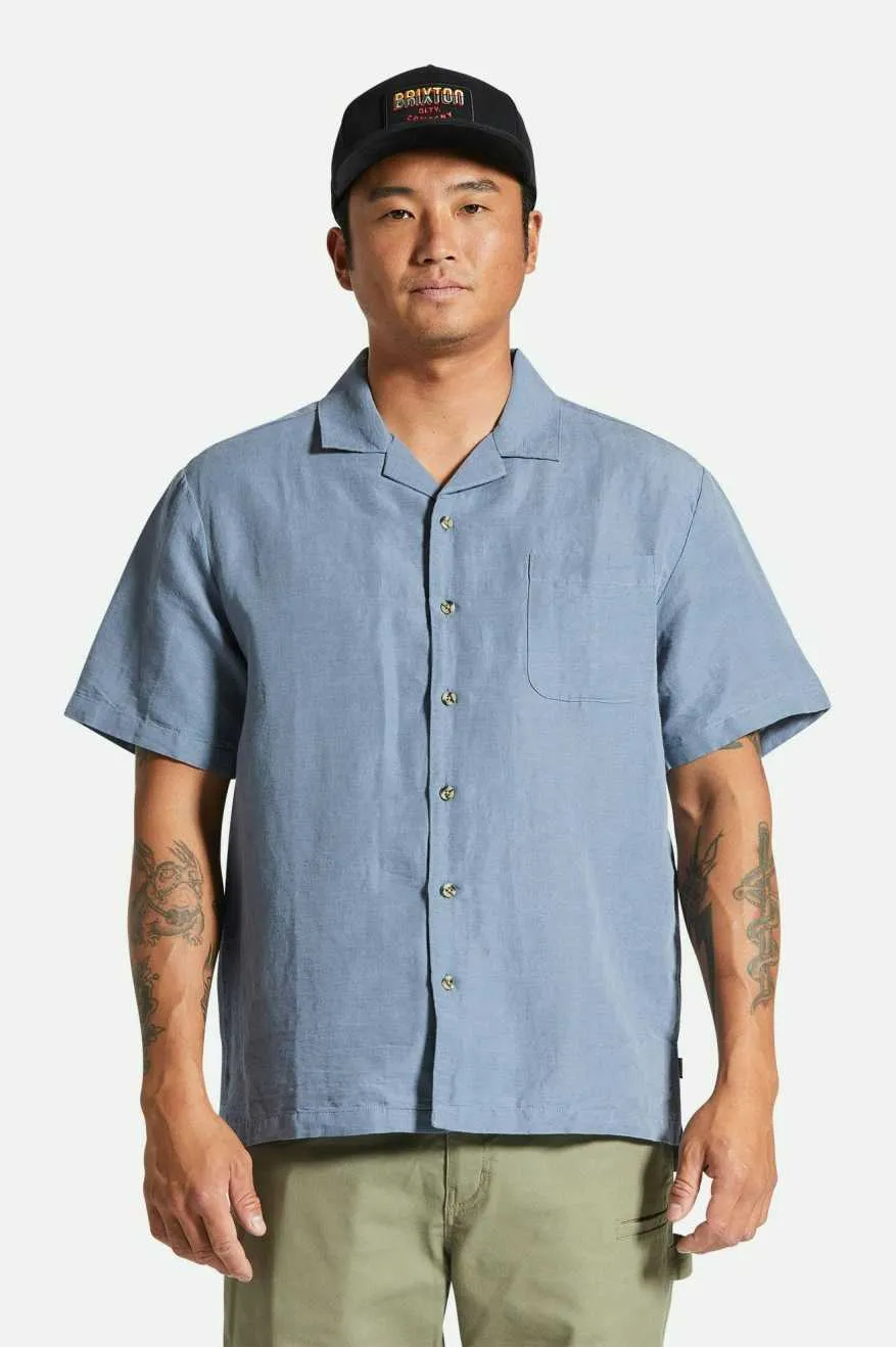 BUNKER LINEN BLEND S/S SHIRT FLINT STONE BLUE
