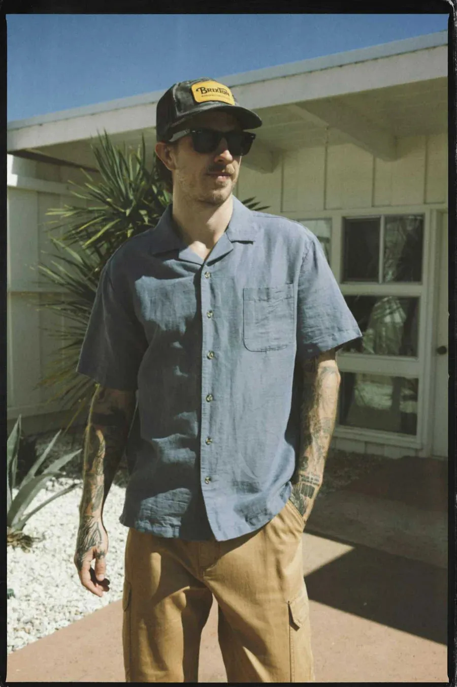 BUNKER LINEN BLEND S/S SHIRT FLINT STONE BLUE