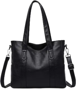 Cayla Handbags for Women Shoulder Tote Zipper Purse PU Leather Top-handle Satchel Bags Ladies Medium (black)
