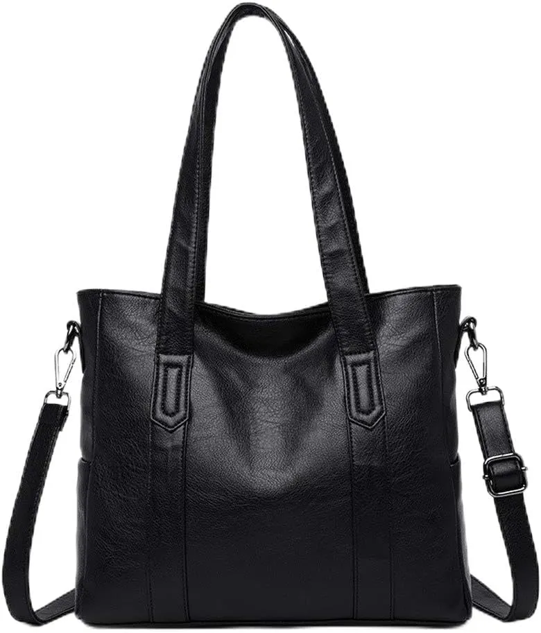 Cayla Handbags for Women Shoulder Tote Zipper Purse PU Leather Top-handle Satchel Bags Ladies Medium (black)