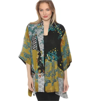 Citron Bohemian Mixed Art Silk Kimono - 0917BMAB