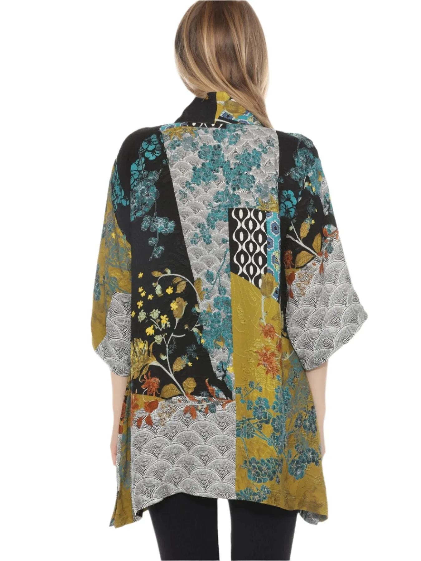Citron Bohemian Mixed Art Silk Kimono - 0917BMAB