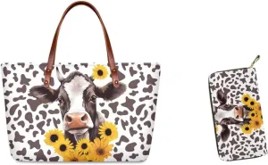 Coloranimal Cute Animal Women Tote Top-handle Bag Big Cross-body Handbag Long Purse Wallet Gift