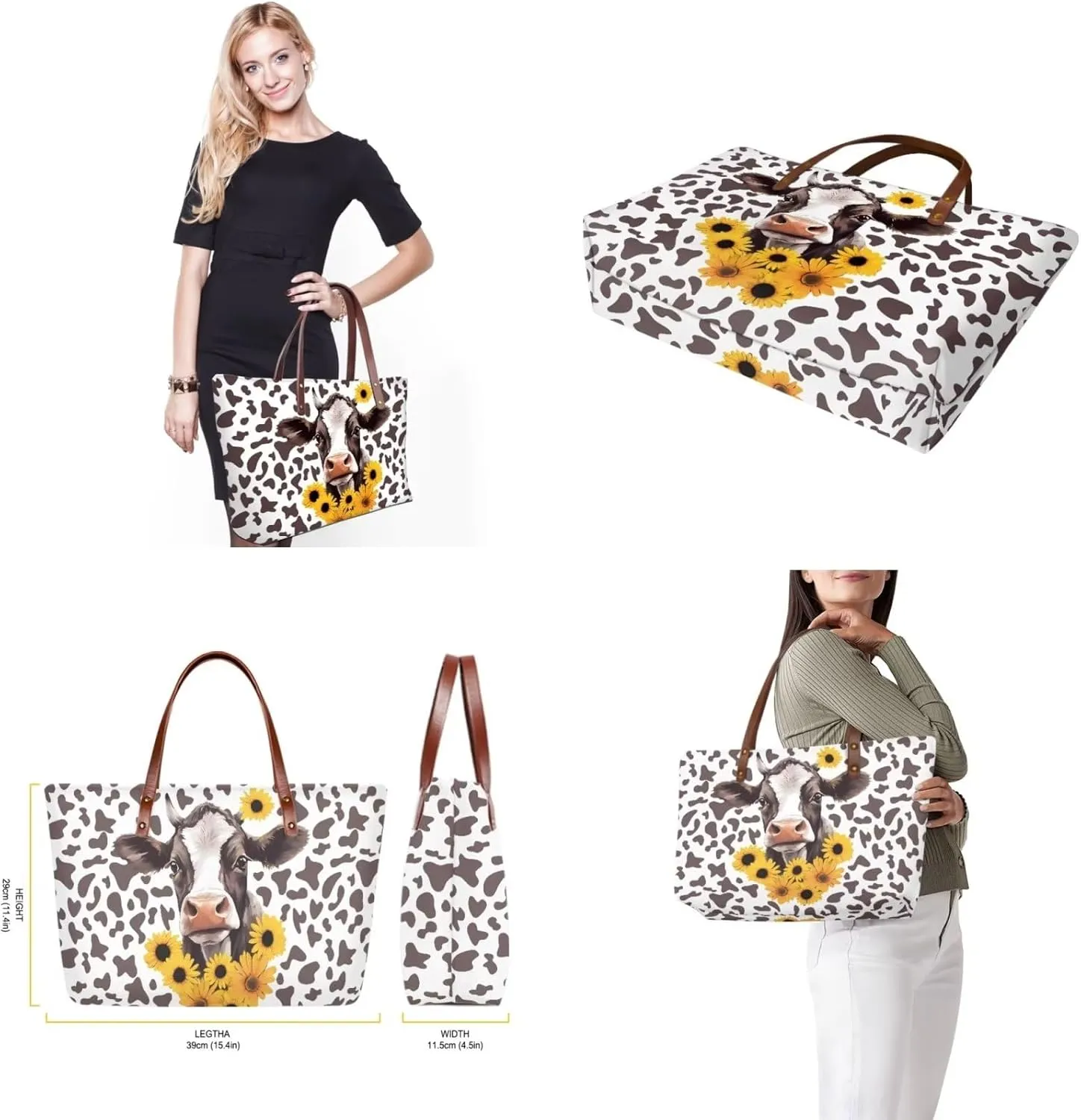 Coloranimal Cute Animal Women Tote Top-handle Bag Big Cross-body Handbag Long Purse Wallet Gift