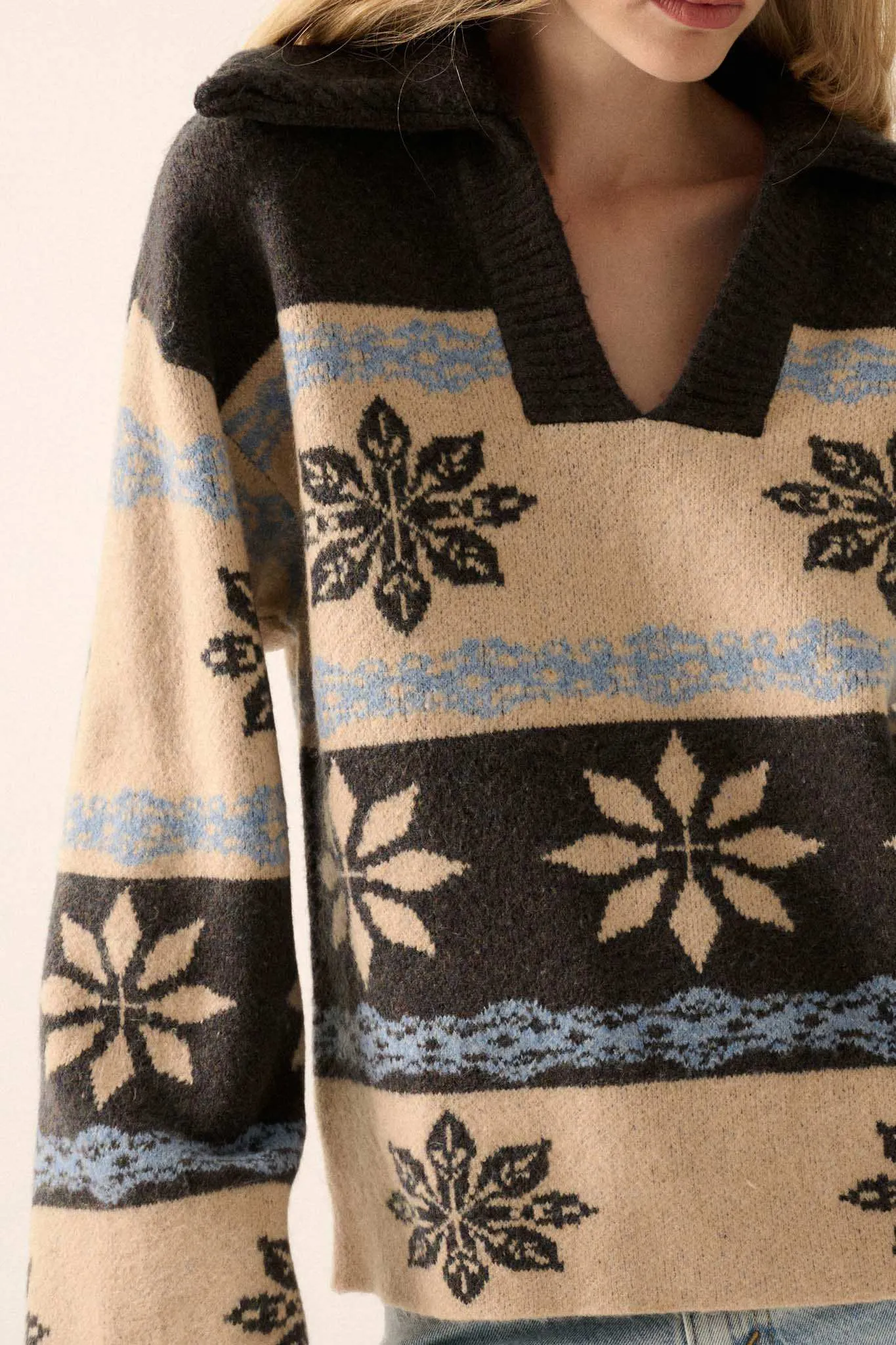 Cross-Country Collared Alpine Knit Sweater