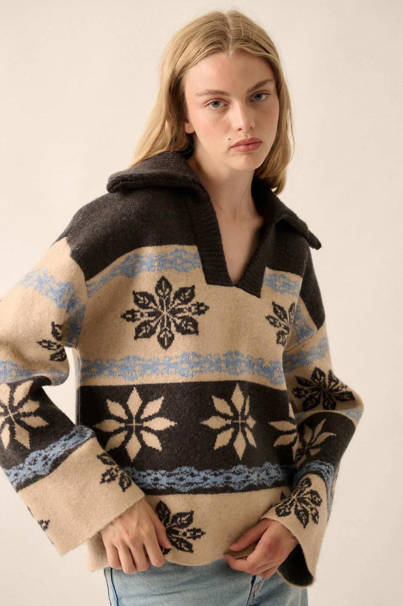 Cross-Country Collared Alpine Knit Sweater
