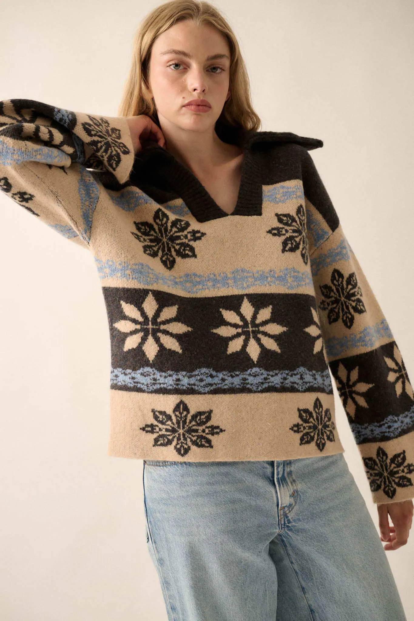 Cross-Country Collared Alpine Knit Sweater