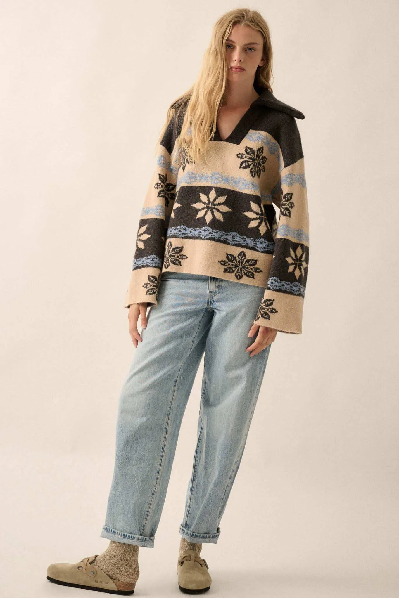 Cross-Country Collared Alpine Knit Sweater