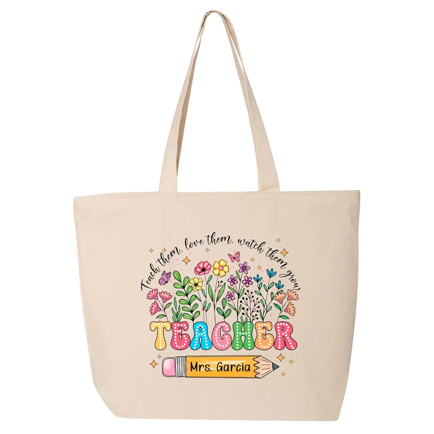 Custom Teacher Shopping Zippered Tote Bag Gift, Personalized Canvas Tote Bag For Teachers, Gift For The Best Teacher Zippered Tote Bags