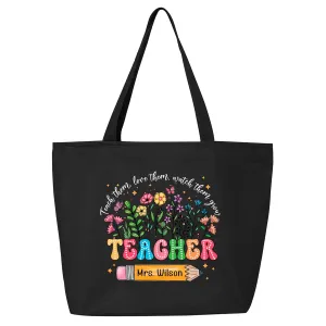 Custom Teacher Shopping Zippered Tote Bag Gift, Personalized Canvas Tote Bag For Teachers, Gift For The Best Teacher Zippered Tote Bags