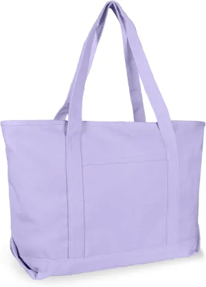 DALIX Womens 23" Deluxe 24 oz. Cotton Canvas Tote Bag Zippered in Lavender
