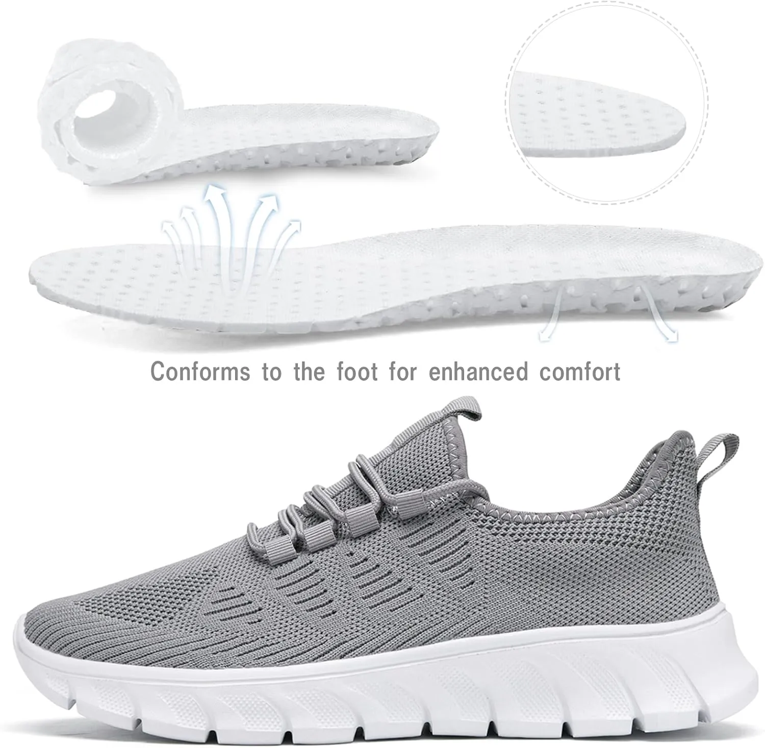 Damyuan Women's Grey Running Shoes, Mesh Tennis Sneakers, Slip On, Comfortable, Athletic, Gym, Summer, Casual, Workout Shoes