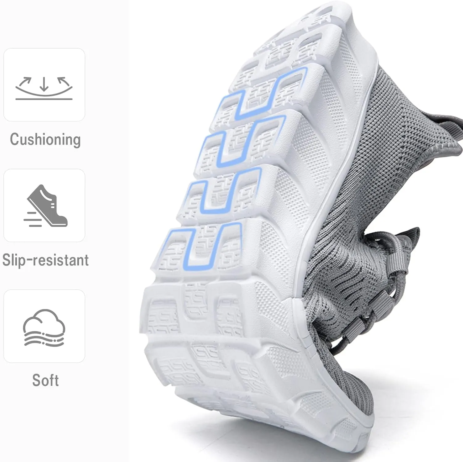 Damyuan Women's Grey Running Shoes, Mesh Tennis Sneakers, Slip On, Comfortable, Athletic, Gym, Summer, Casual, Workout Shoes
