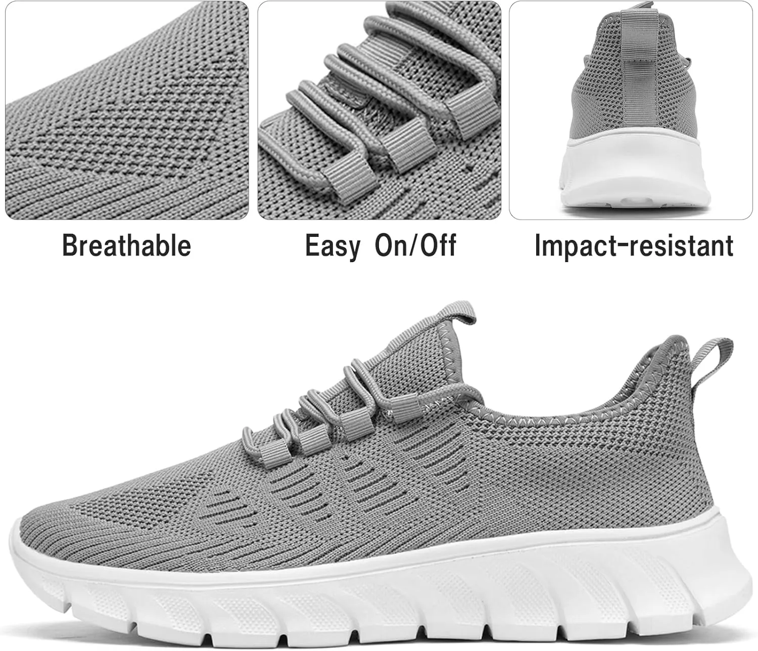 Damyuan Women's Grey Running Shoes, Mesh Tennis Sneakers, Slip On, Comfortable, Athletic, Gym, Summer, Casual, Workout Shoes