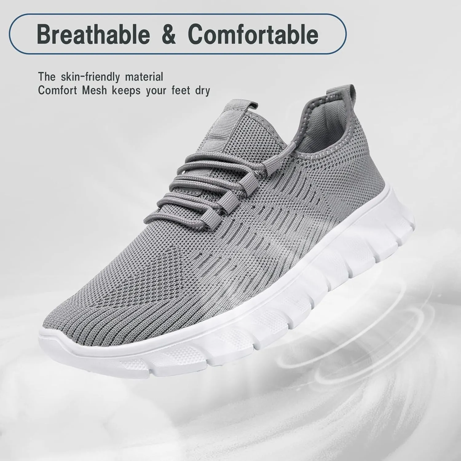 Damyuan Women's Grey Running Shoes, Mesh Tennis Sneakers, Slip On, Comfortable, Athletic, Gym, Summer, Casual, Workout Shoes