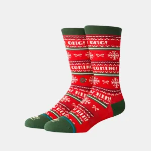 Elf I Know Him Crew Socks (Red)