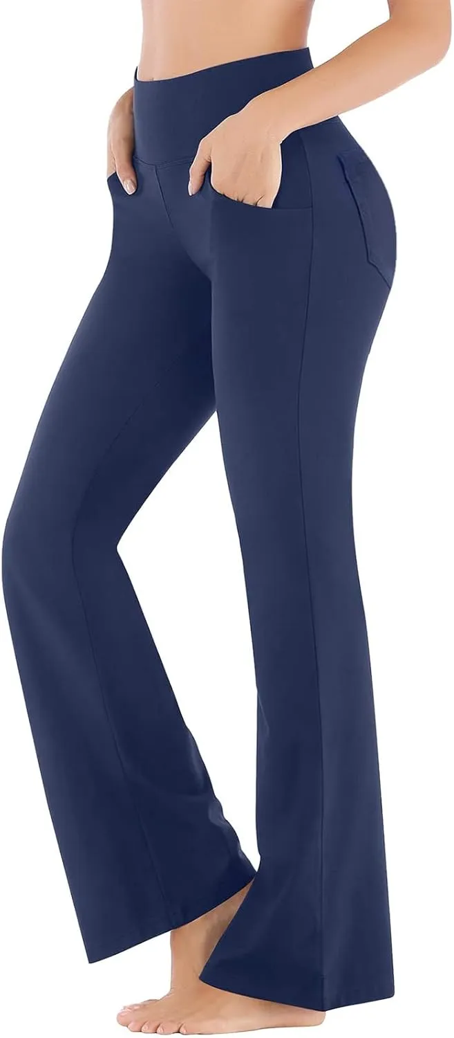 Flare Leggings for Women Short Length 25 Wide Trousers Straight Leg Pilates High Bootcut Yoga Pants for Women