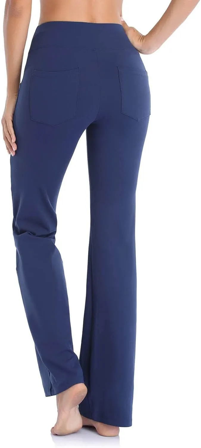 Flare Leggings for Women Short Length 25 Wide Trousers Straight Leg Pilates High Bootcut Yoga Pants for Women