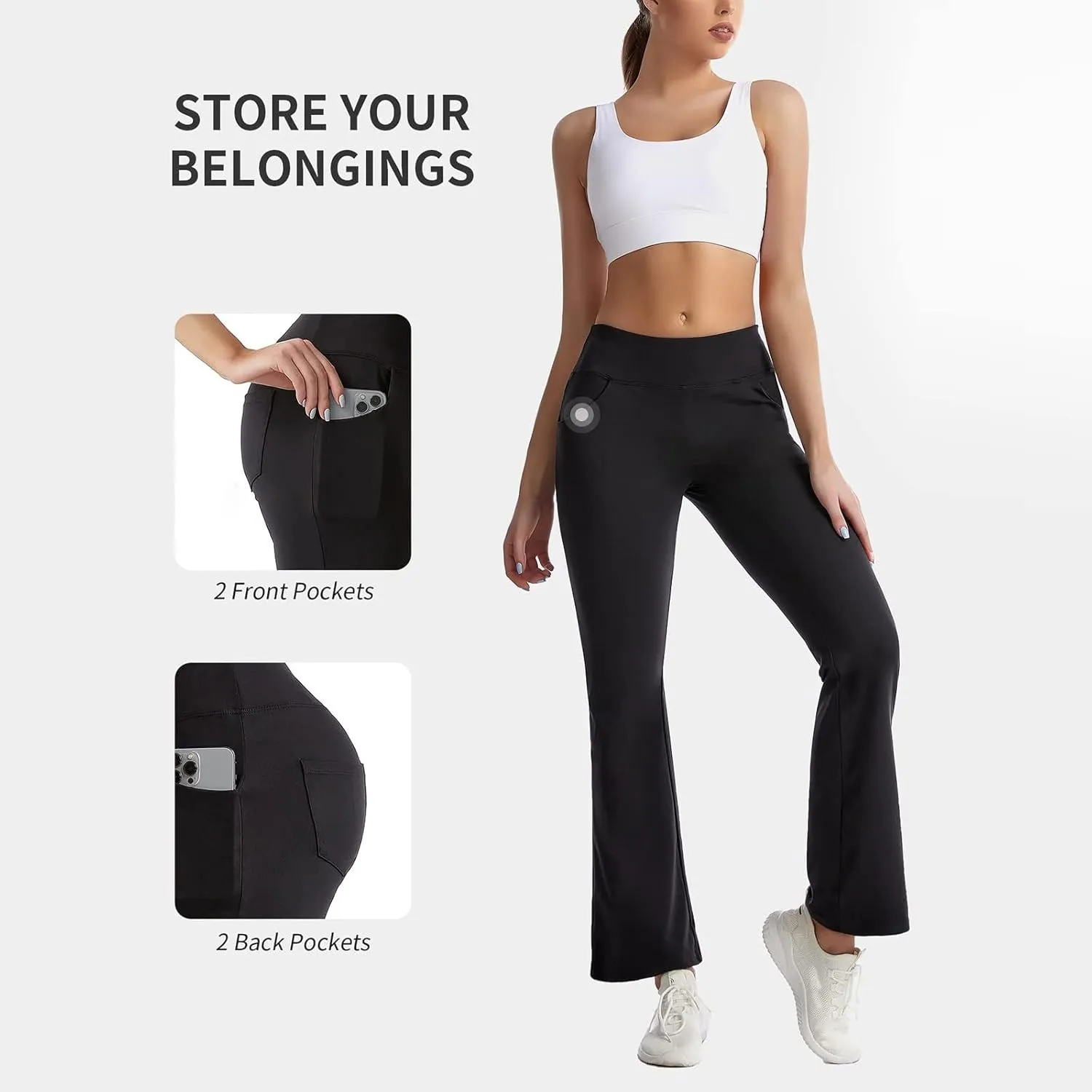 Flare Leggings for Women Short Length 25 Wide Trousers Straight Leg Pilates High Bootcut Yoga Pants for Women