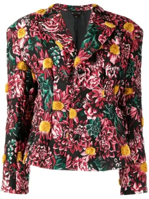 Flower Pattern Cut Jacquard Jacket