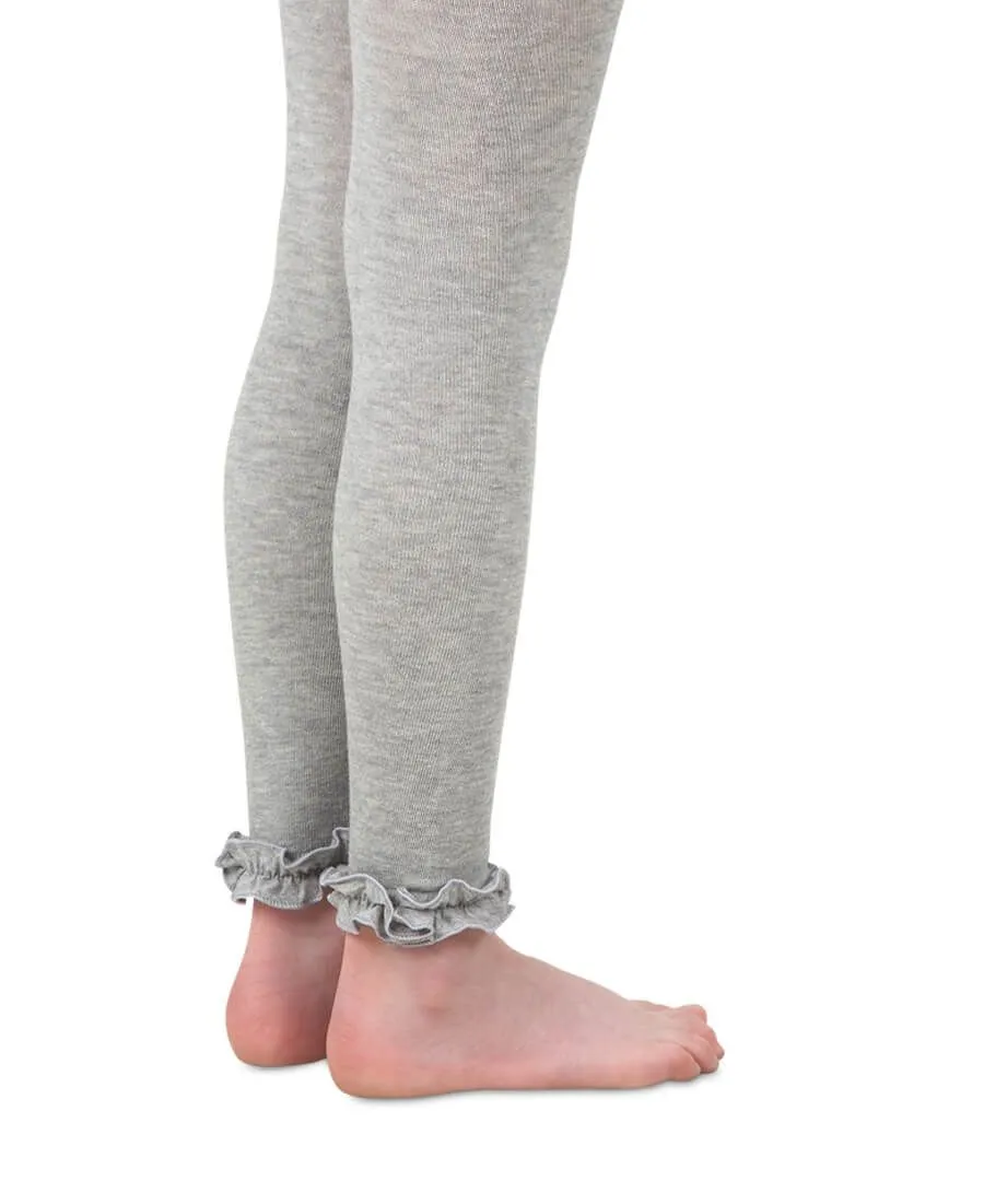 Footless Ruffle Tights, Heather Grey