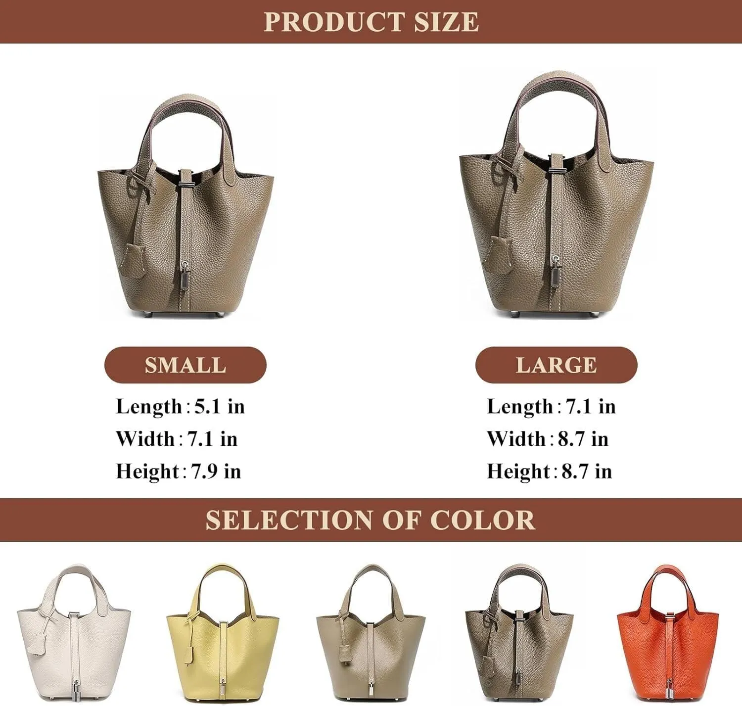 Genuine Leather Soft Bucket Bag for Women Fashion Lock Design Handbags Vegetable Basket Satchel with Top Handle Bags(Green (Gold Lock),Large)