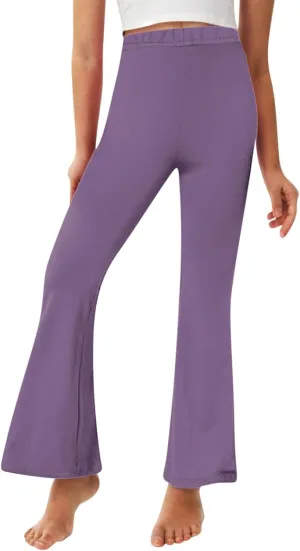 Girls Bell Bottom Stretch Yoga Pants High Waisted Flare Leggings Workout Lounge Trousers 2-13Y