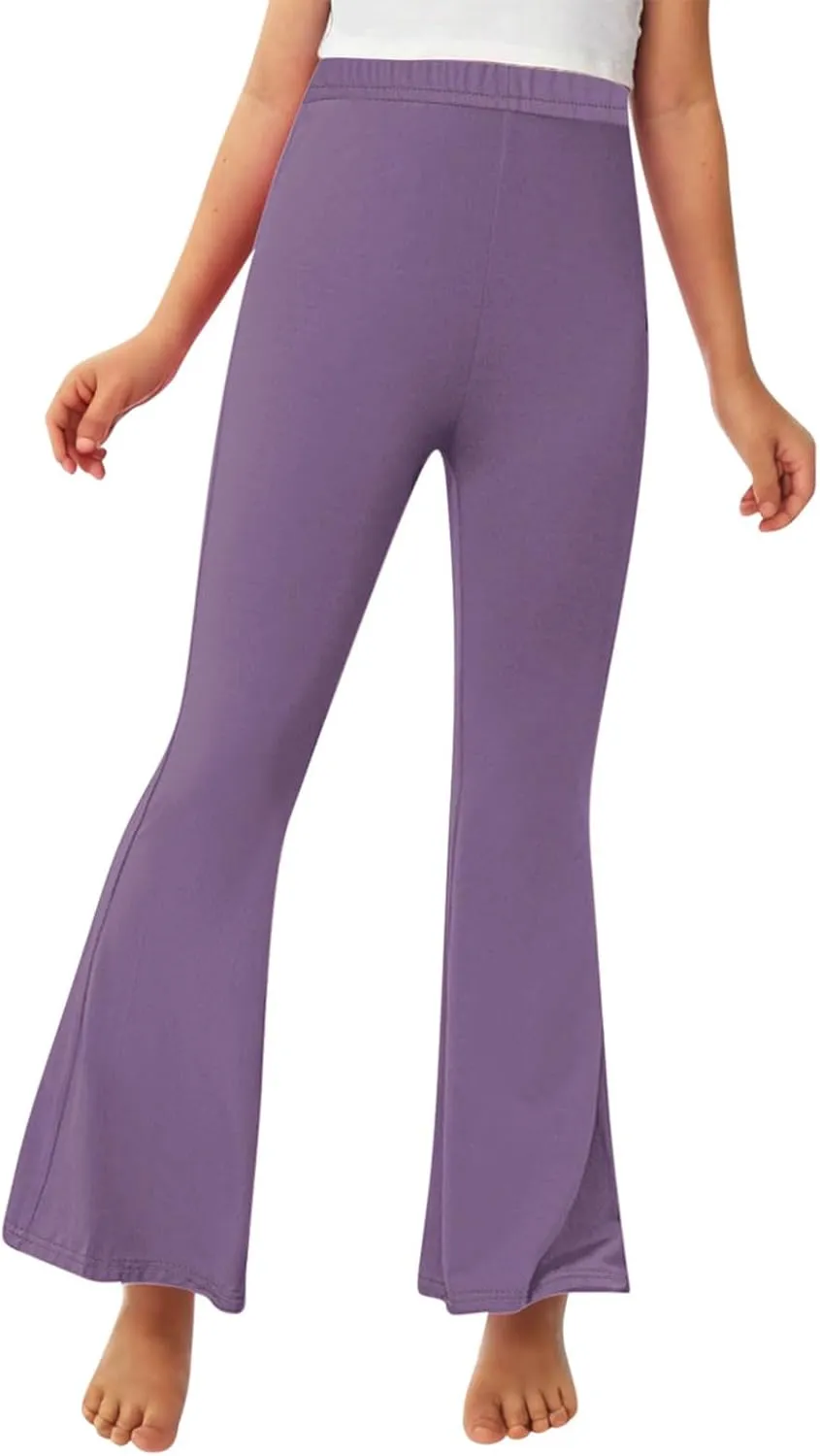 Girls Bell Bottom Stretch Yoga Pants High Waisted Flare Leggings Workout Lounge Trousers 2-13Y