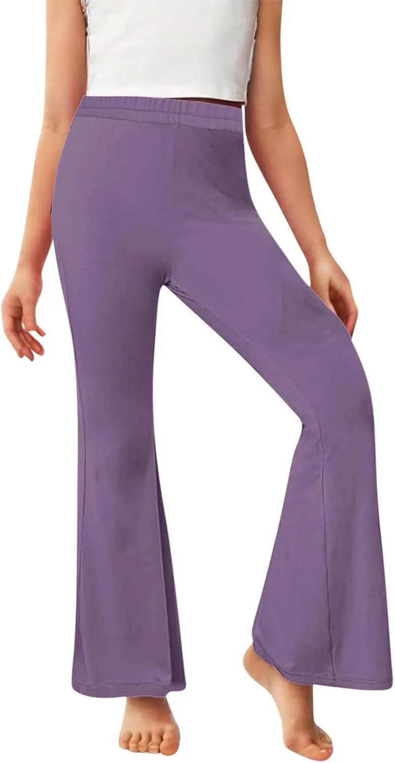 Girls Bell Bottom Stretch Yoga Pants High Waisted Flare Leggings Workout Lounge Trousers 2-13Y