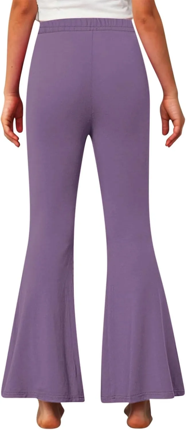 Girls Bell Bottom Stretch Yoga Pants High Waisted Flare Leggings Workout Lounge Trousers 2-13Y