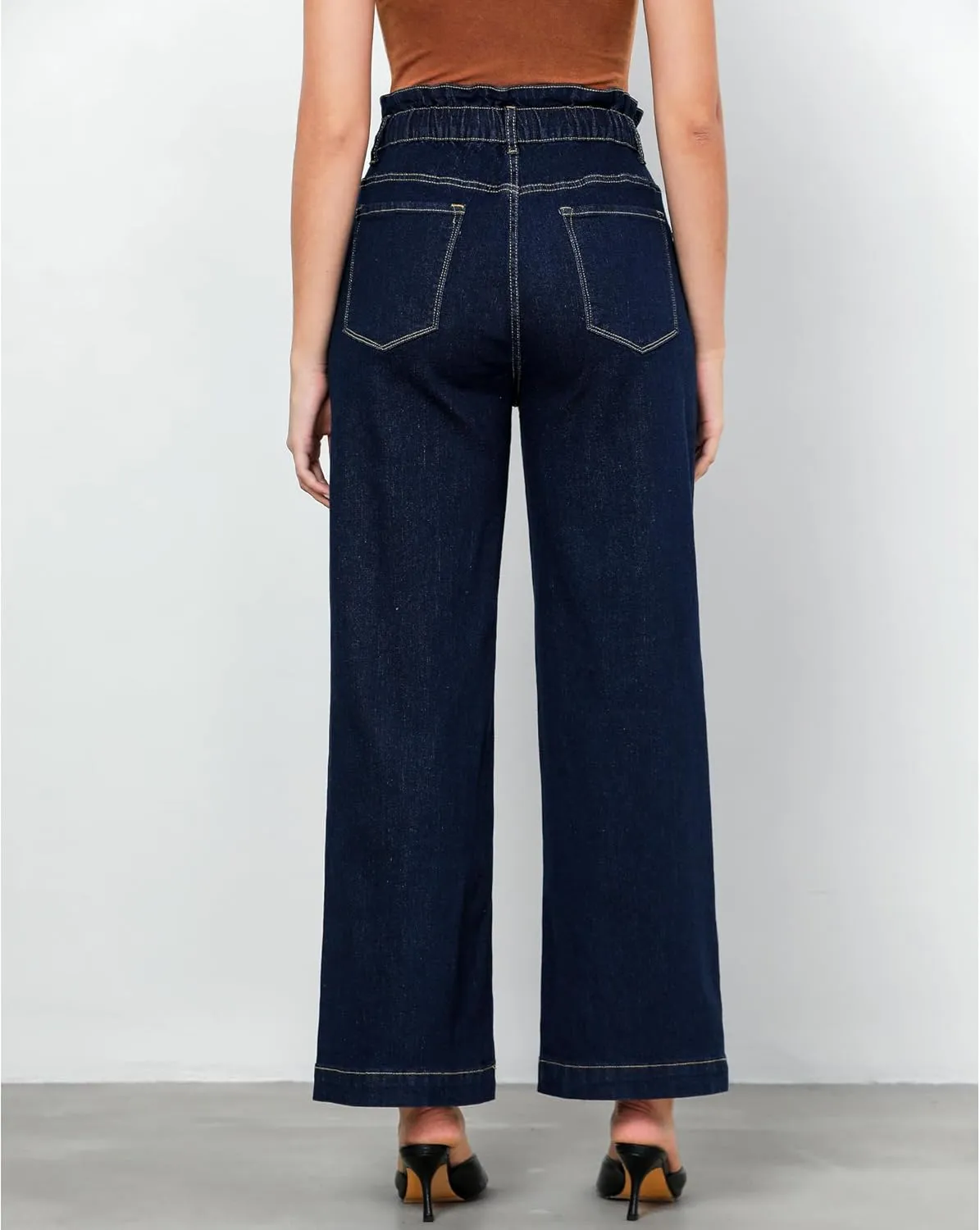 GRAPENT Wide Leg Jeans for Women Stretch High Wasited Elastic Waist Bell Bottom Baggy Y2K Pants
