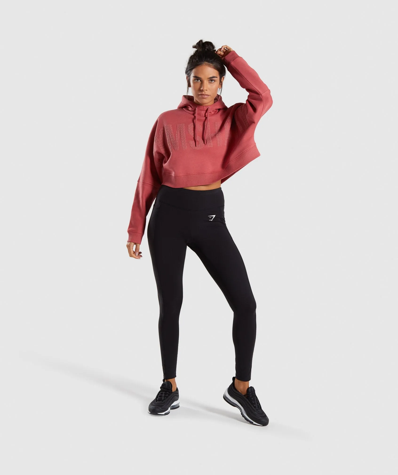 Gymshark Repeat Print Crop Pullover - Rose Brick