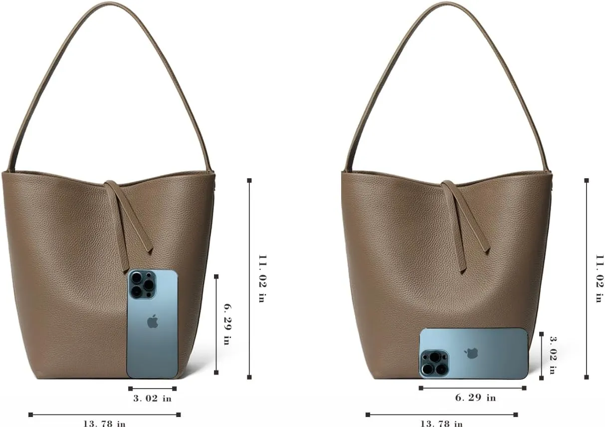Handcrafted Leather Bucket Bag, First Layer Pebble-grained Carfskin